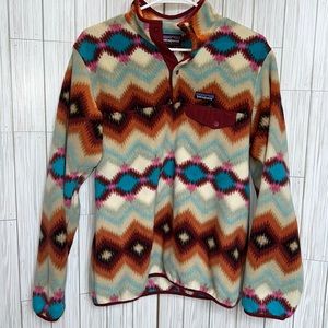 Patagonia Synchilla Timber Twist Snap T Fleece Pullover Sweater, Size Medium.